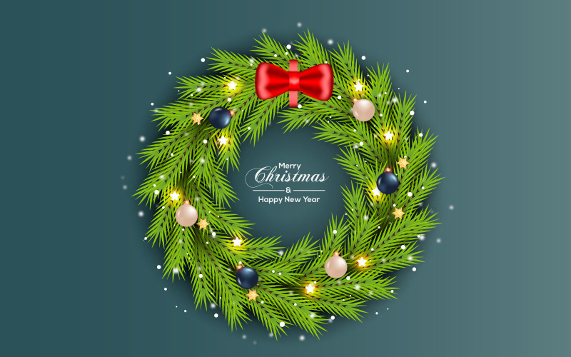Christmas Wreath Vector Decoration Set Merry Christmas Text For Merry Christmas Illustration