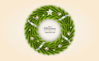 Christmas Wreath Vector Decoration With Christmas Ball