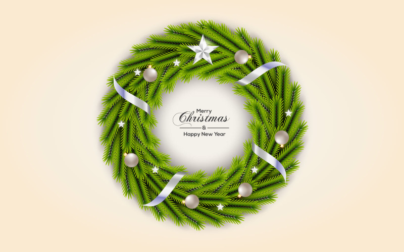 Christmas Wreath Vector Decoration With Christmas Ball Illustration