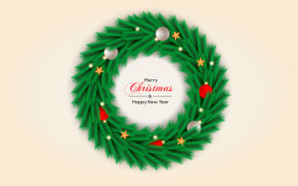 Christmas Wreath With Pine Branch And Ball