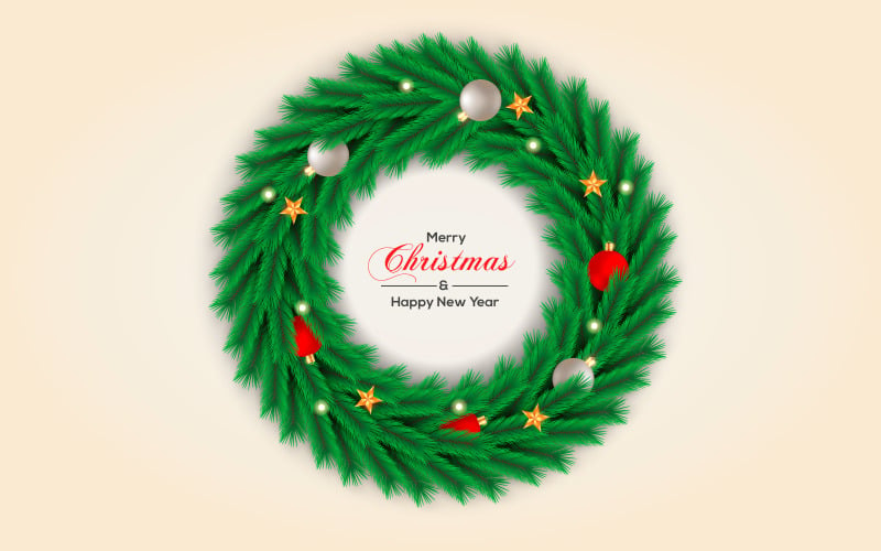 Christmas Wreath With Pine Branch And Ball Illustration