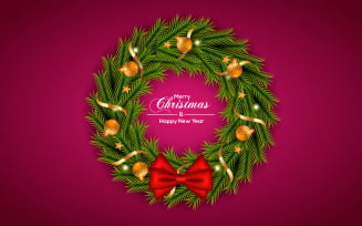 Christmas Wreath With Pine Branch Christmas Ball Star And Red Ball