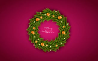 Christmas Wreath With Pine Branch Christmas Ball Star And Red Barri