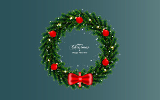 Christmas Wreath With Pine Branch White Christmas Ball Star And Red Barris Style