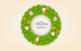 Christmas Wreath With Pine Branch White Christmas Ball Star Concept