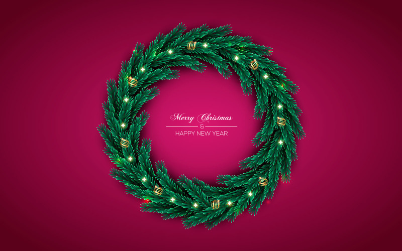 Christmas Wreath With Pine Branch Illustration