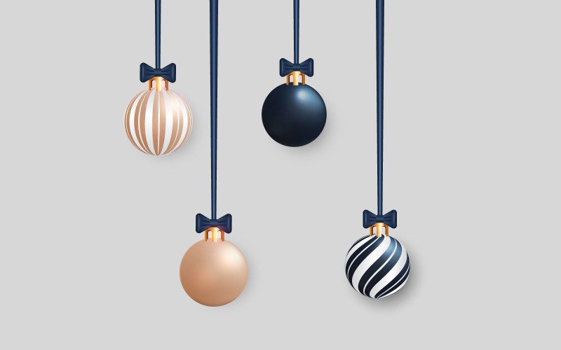 Collection Of Decorative Christmas Balls And Ribbon Illustration