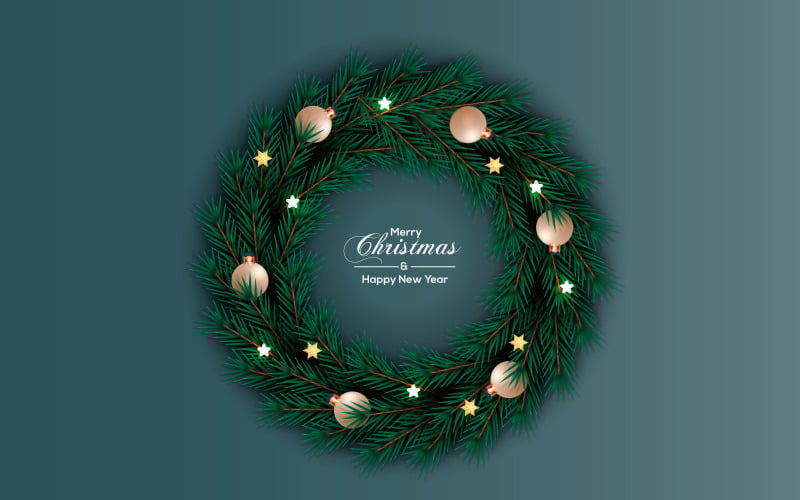 Merry Christmas Wreath Vector Decoration Set Merry Christmas Text For Christmas Greeting Card Illustration