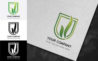 Professional U Letter With leaves Logo Design-Brand Identity