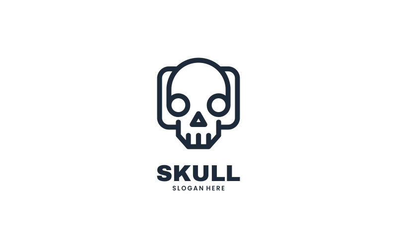 Skull Line Art Logo Style Logo Template