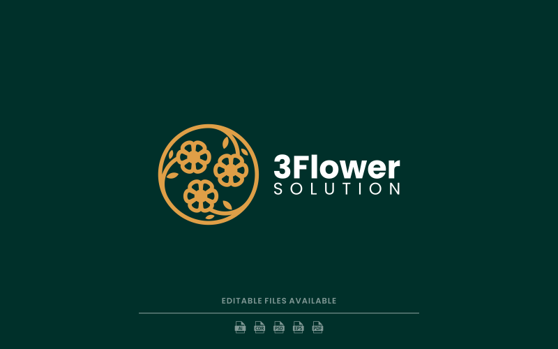 Three Flower Line art Logo Style Logo Template