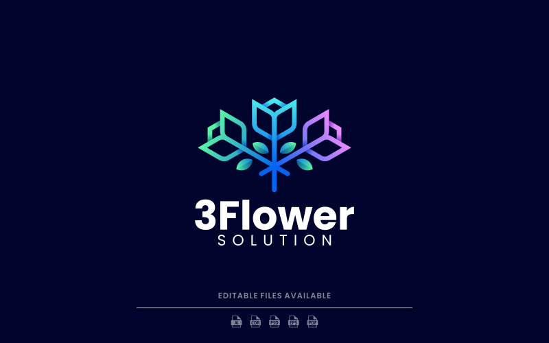 Three Flower Line Art Logo Logo Template