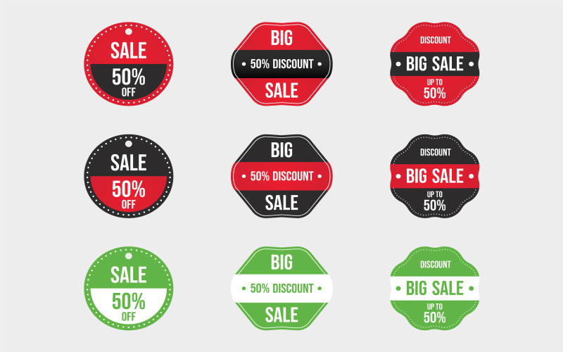 Big Sale Discount Badge Set Vector Illustration