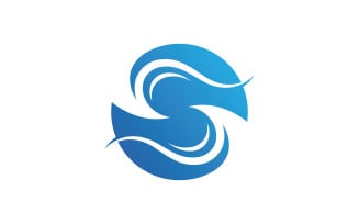 Blue water wave logo vector icon illustration4