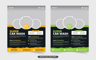 Car Washing Service Flyer Vector