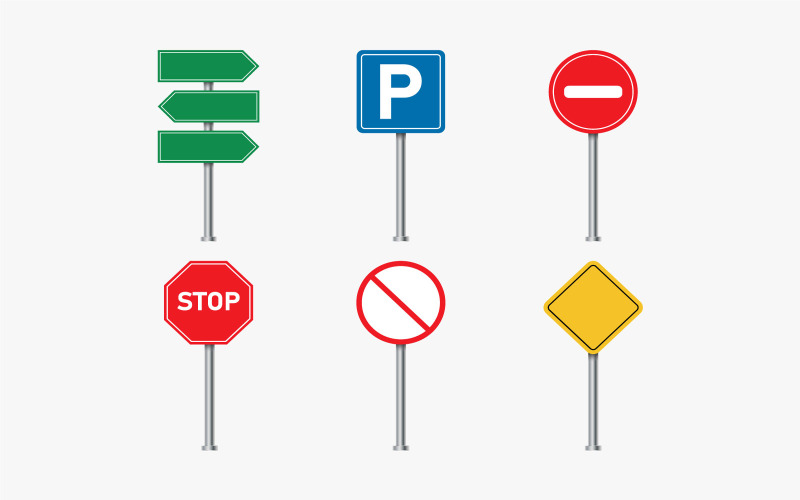 Colorful Road Direction Sign Vector Illustration