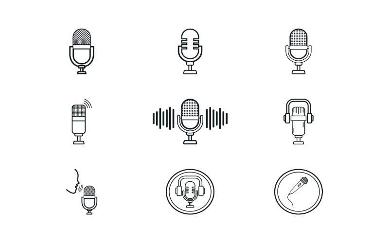 Microphone Icon Vector set Illustration