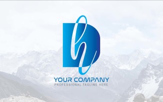 Professional DH Letter Logo Design-Brand Identity