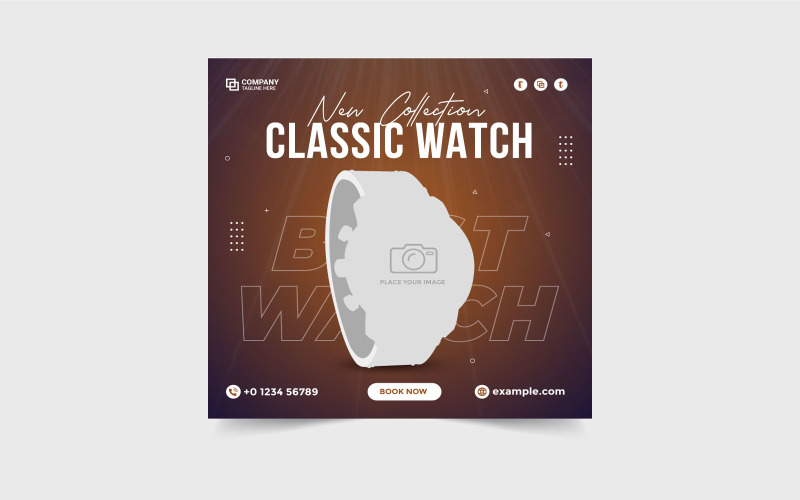 Smartwatch Promotional Template Vector Design Social Media