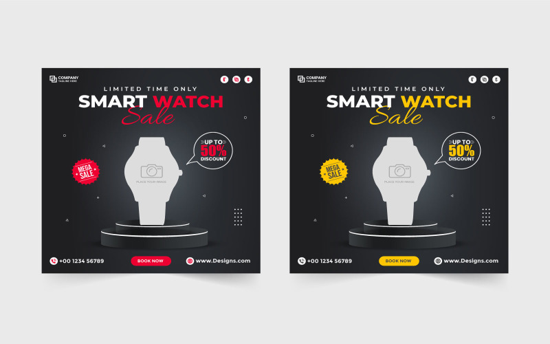 Smartwatch Sale Offer Banner Vector Social Media