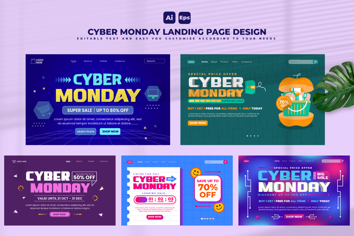 Cyber Monday Landing Page Design V6