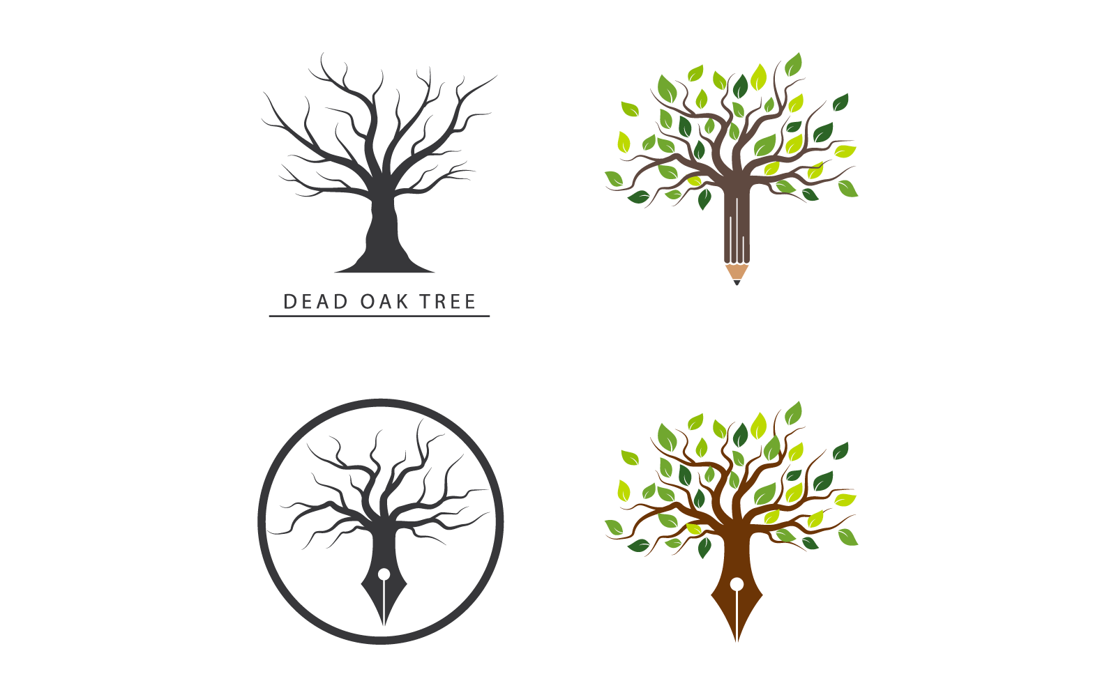 Árbol con diseño de vector de ilustración de lápiz
