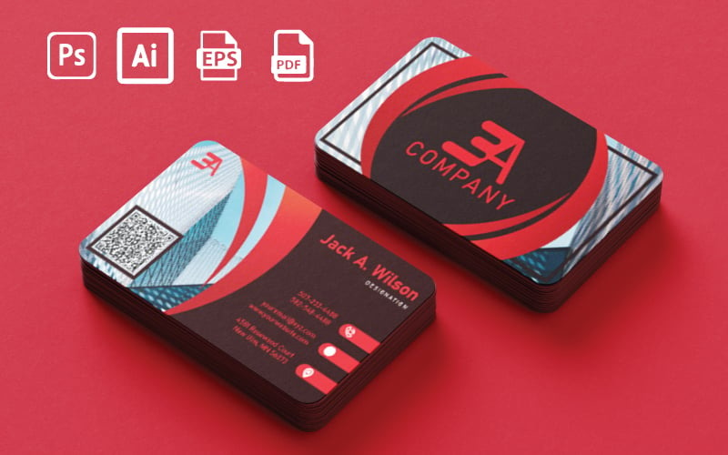 Corporate Business Card Template - Visiting Card Corporate Identity