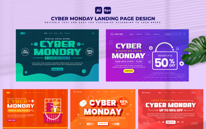 Cyber Monday Landing Page Design V5 Corporate Identity