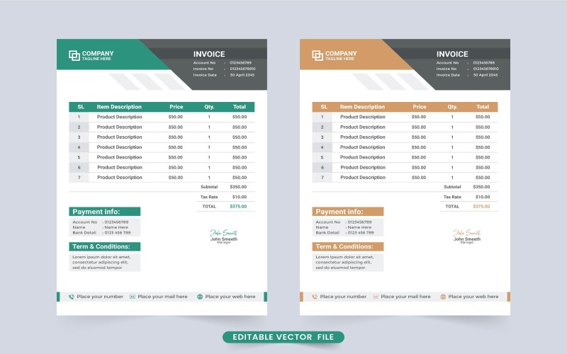 Payment Agreement Invoice Template Corporate Identity