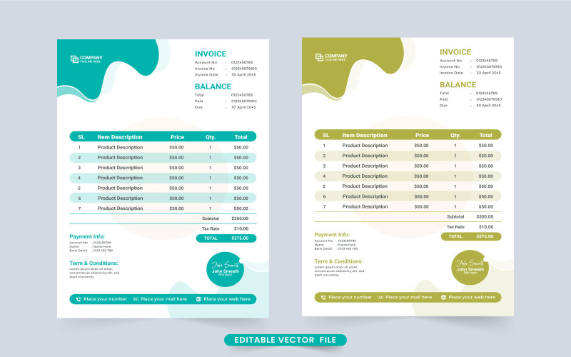 Payment Invoice Template Vector Design Corporate Identity