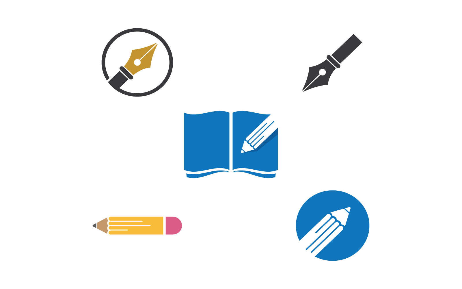 Pencil illustration logo vector flat design Logo Template
