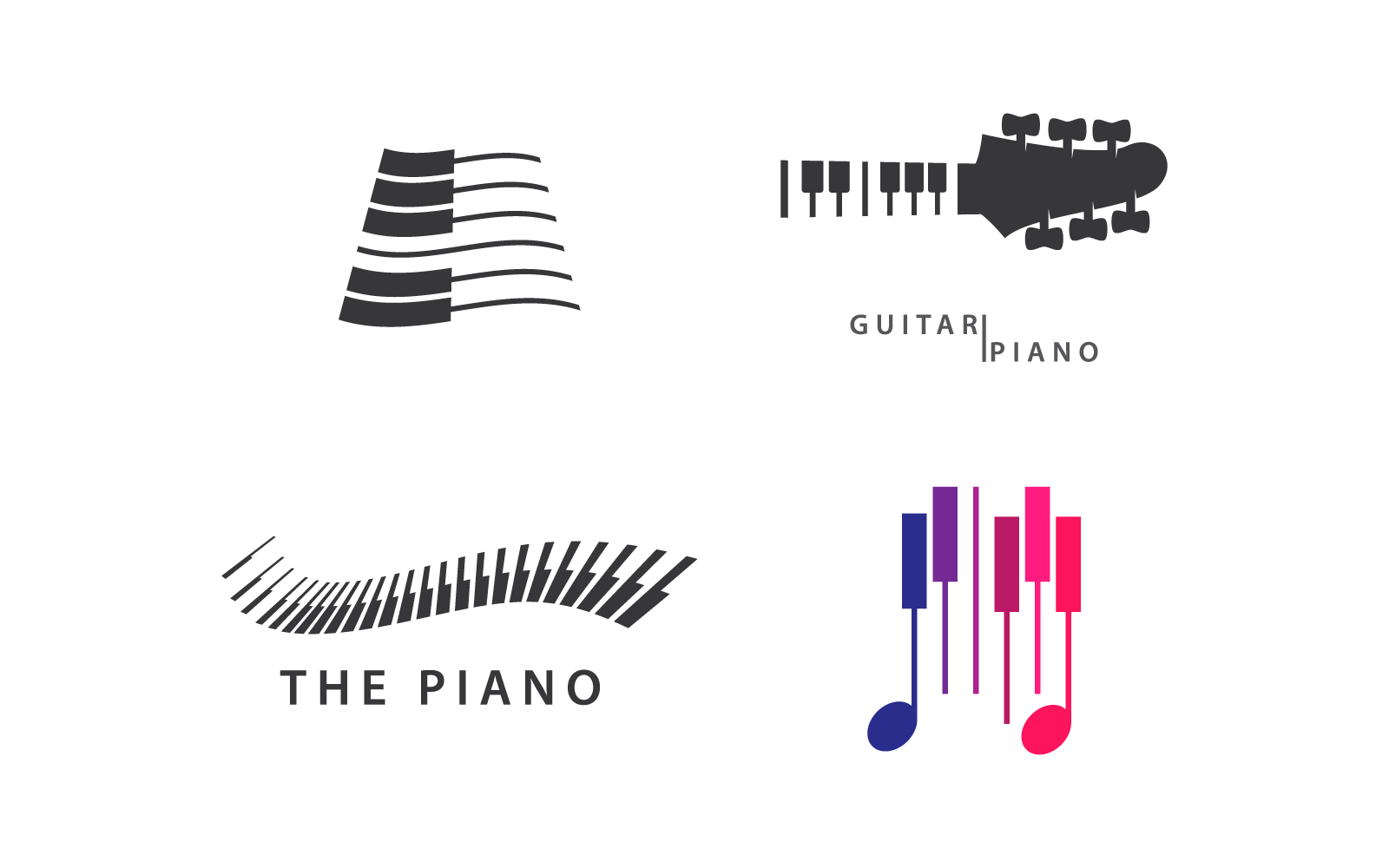 Piano vector illustration flat design template