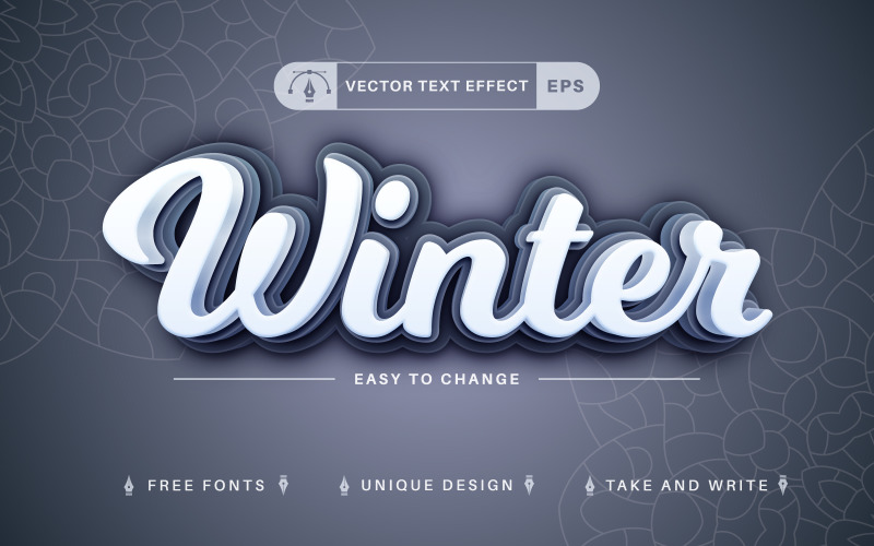 3D Winter - Editable Text Effect, Font Style 2 Illustration