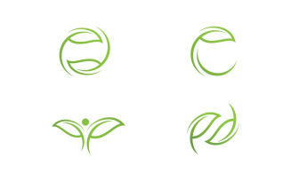 Green leaf nature element vector logo design V9