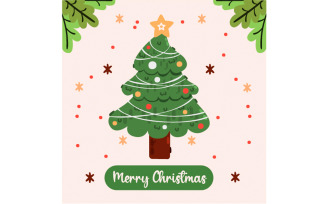 Merry Christmas Greeting with Tree illustration