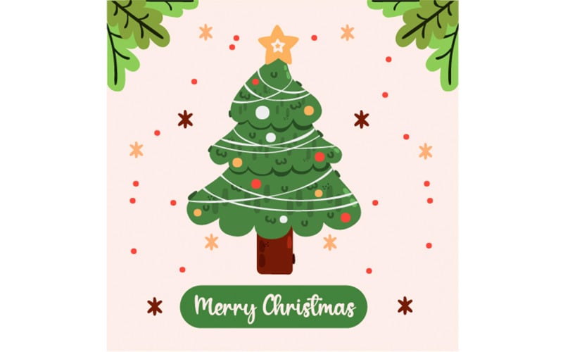 Merry Christmas Greeting with Tree illustration Illustration
