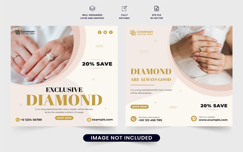 Jewelry store promotion template vector Social Media