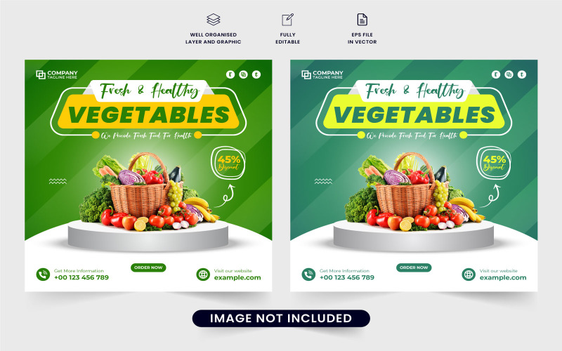 Fresh and organic food poster vector Social Media