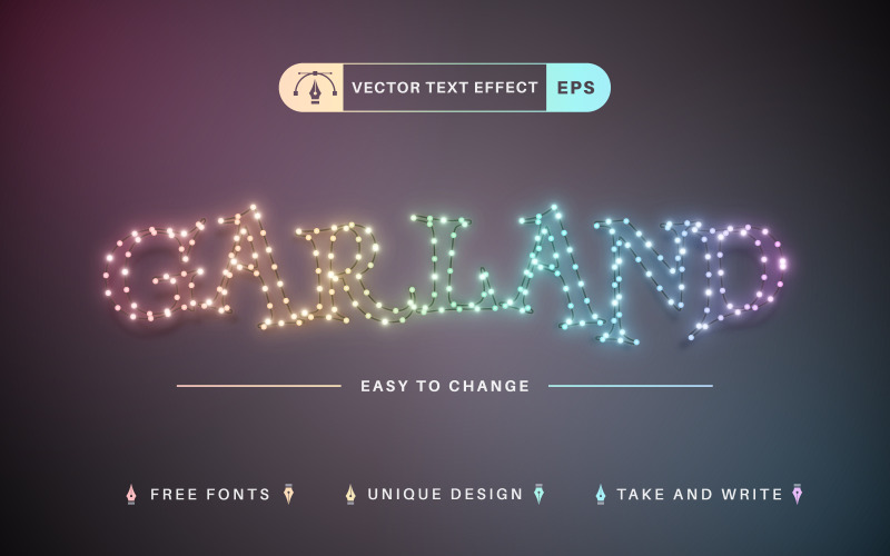 Garland - Editable Text Effect, Font Style Illustration