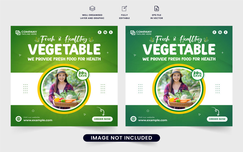 Healthy food promotion template vector Social Media