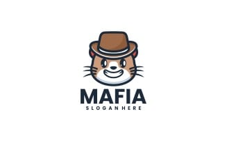 Mafia Cat Cartoon Logo Style