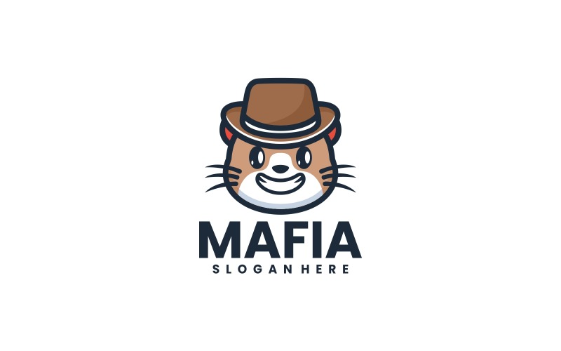 Mafia Cat Cartoon Logo Style Logo Template