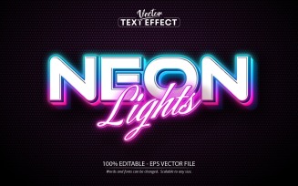Neon Light - Editable Text Effect, Shiny Neon Light Text Style, Graphics Illustration