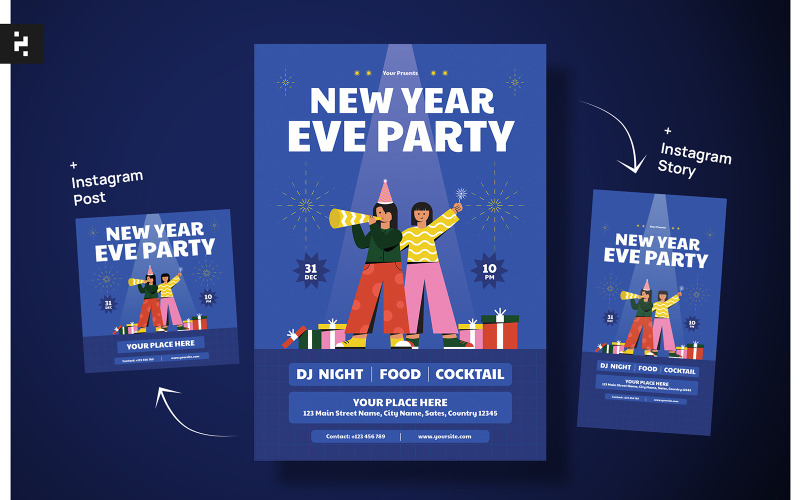 New Year Eve Party Flyer Template Corporate Identity