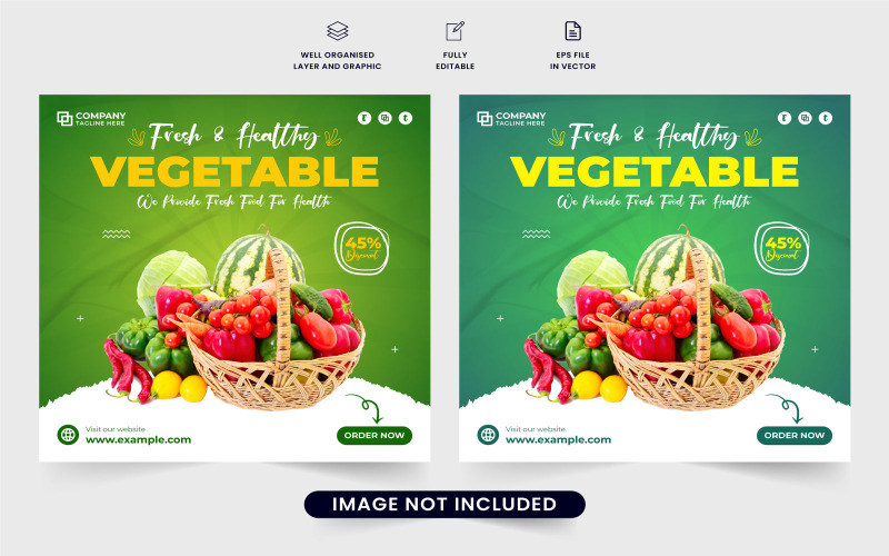 Organic food promotion template vector Social Media