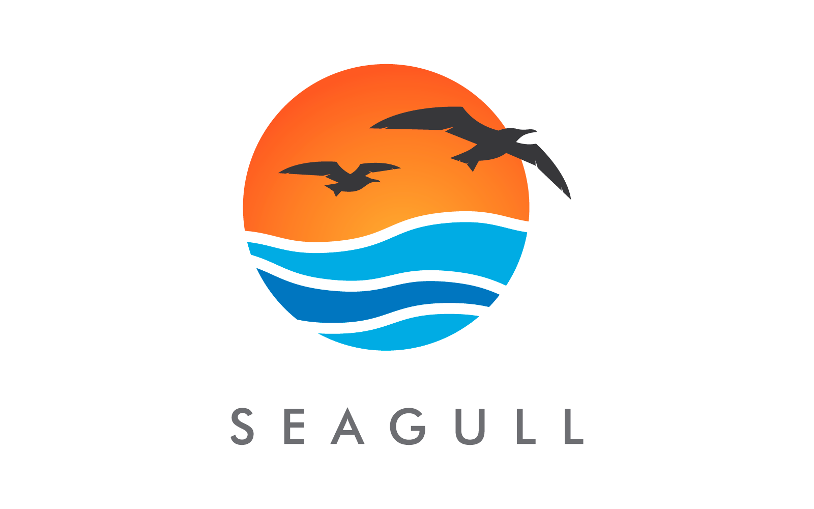 Sea and Seagull bird logo illustration vector design Logo Template