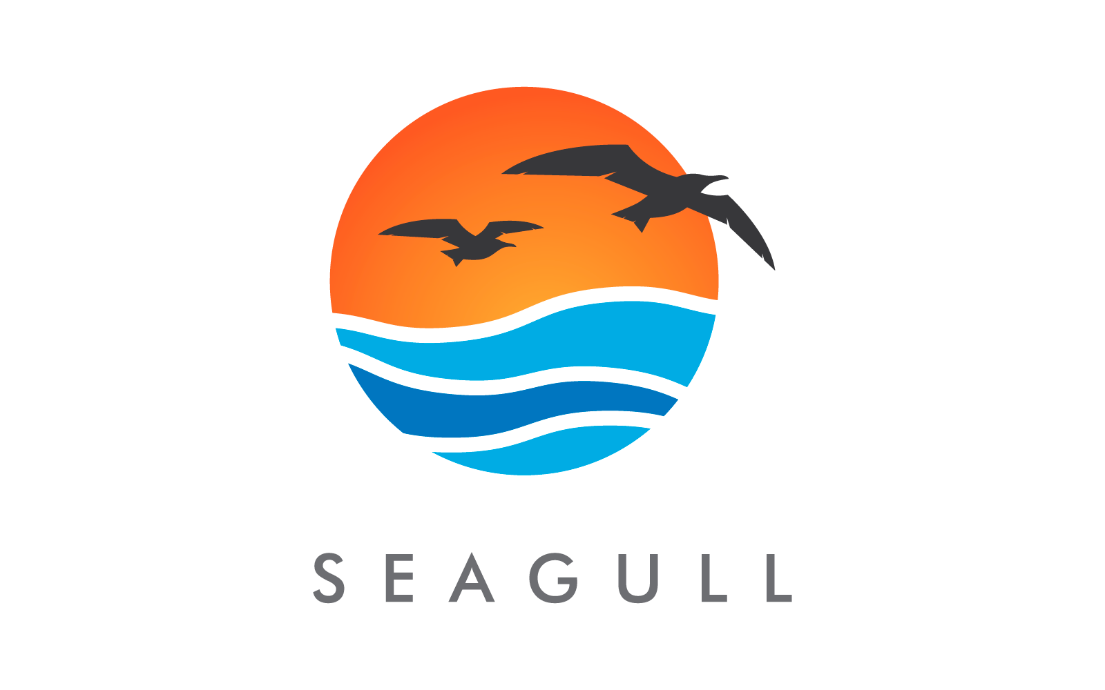 Sea and Seagull bird logo illustration vector design
