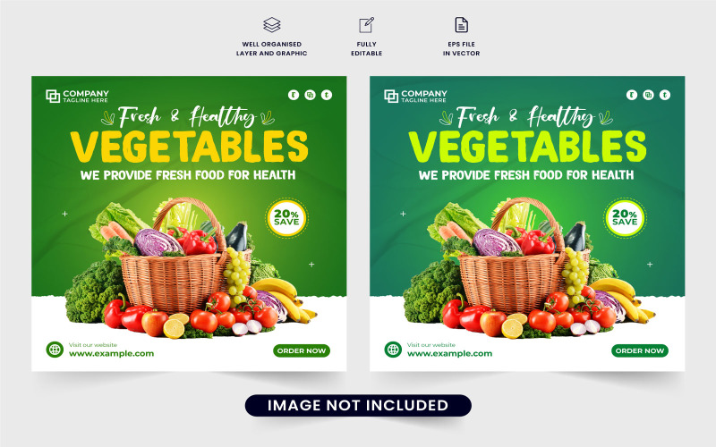 Vegetable sale discount template vector Social Media