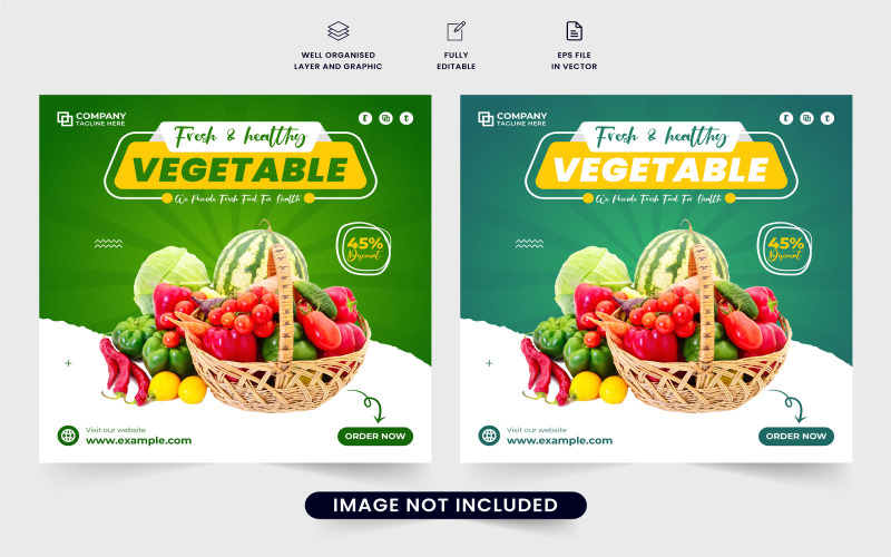 Vegetable shop promotional template Social Media