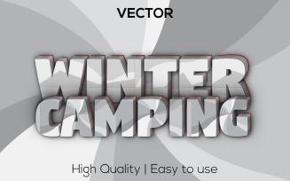 Winter Camping | 3D Winter Camping | Premium Realistic Text Style | Editable Vector Text Effect